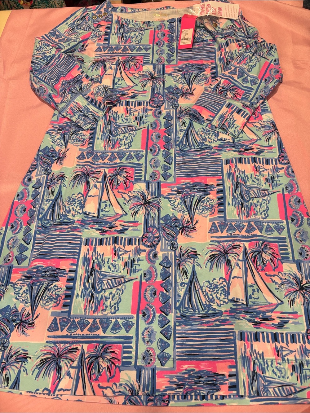Lilly Pulitzer NWT Sophie Dress XL Yeah Buoy UPF 50 Sailboat Nautical Coastal